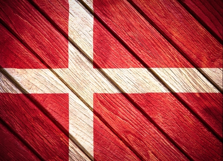 Danish flag painted on old woodの写真素材
