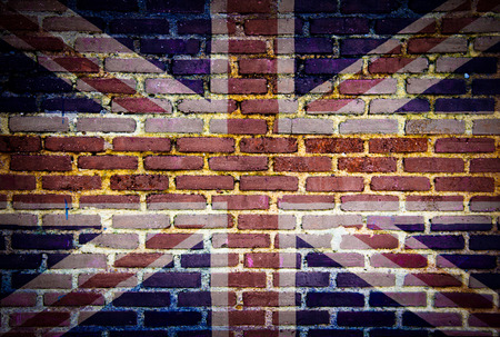 British flag painted on old brick wallの写真素材