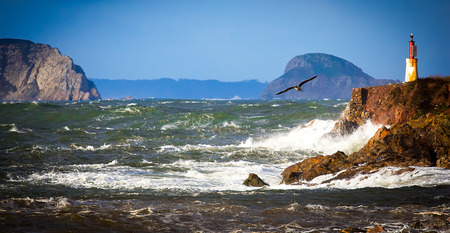 View of a rocky coastの写真素材