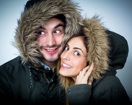 Young couple isolated on whiteの写真素材
