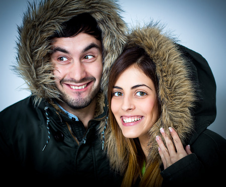 Young couple isolated on whiteの写真素材
