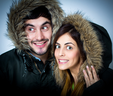 Young couple isolated on whiteの写真素材