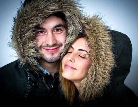 Young couple isolated on whiteの写真素材