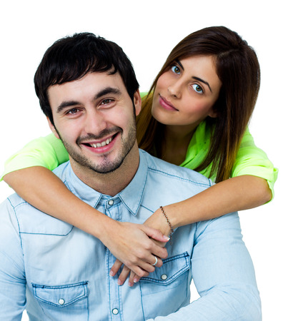 Young couple isolated on whiteの写真素材