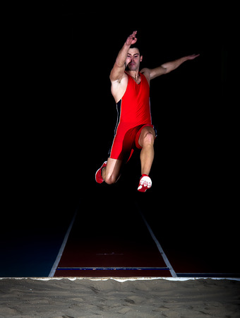 long jump athlete indoor trainingの写真素材