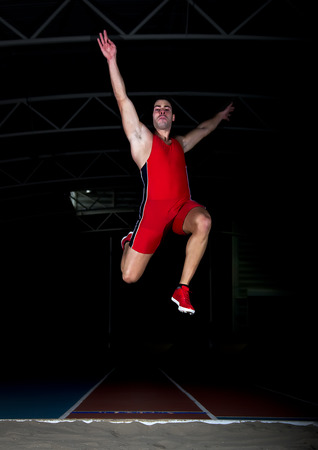 long jump athlete indoor trainingの写真素材