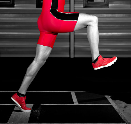 long jump athlete training indoorの写真素材