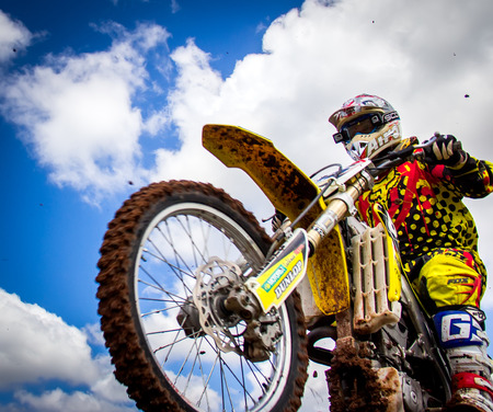 GIJON, SPAIN - MAY May 2014: Participants in the MX State  Championship held in the city of Gijon, Spain, on Saturday, May 24, 2014.のeditorial素材