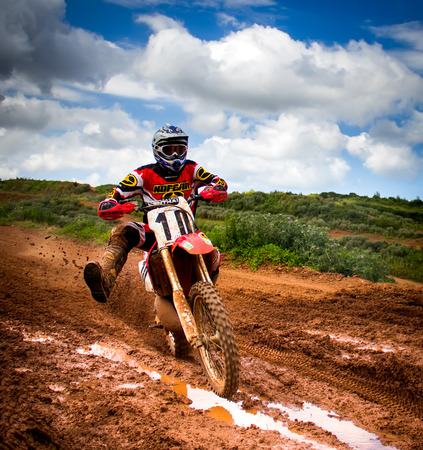 GIJON, SPAIN - MAY May 2014: Participants in the MX State  Championship held in the city of Gijon, Spain, on Saturday, May 24, 2014.のeditorial素材