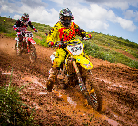 GIJON, SPAIN - MAY May 2014: Participants in the MX State  Championship held in the city of Gijon, Spain, on Saturday, May 24, 2014.のeditorial素材