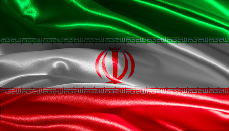 Iranian flag fabric with wavesの写真素材
