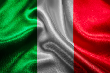 Italian flag fabric with wavesの写真素材