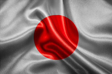 Japanese flag fabric with wavesの写真素材