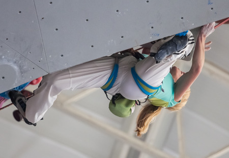 GIJON, SPAIN Sep 12 2014:  " The Slovenian climber, Mina Markovic, winner of the silver medal in the IFSC World Climbing Gijon 2014"  held in the spanish city of Gijon, from 8 to 14 September, 2014のeditorial素材