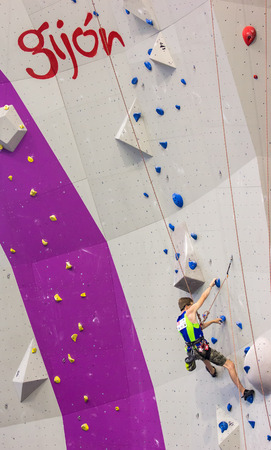 GIJON, SPAIN Sep 12 2014:  Participants in the " IFSC World Climbing Gijon 2014"  held in the spanish city of Gijon, from 8 to 14 September, 2014のeditorial素材