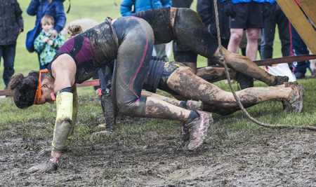 GIJON, SPAIN Jan 18 2015:  Participants in the " Farinato Race "  held in the spanish city of Gijon, on 18 January, 2015のeditorial素材