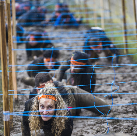 GIJON, SPAIN Jan 18 2015:  Participants in the " Farinato Race "  held in the spanish city of Gijon, on 18 January, 2015のeditorial素材