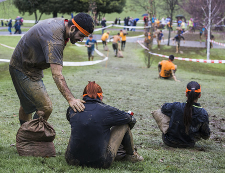 GIJON, SPAIN Jan 18 2015:  Participants in the " Farinato Race "  held in the spanish city of Gijon, on 18 January, 2015のeditorial素材