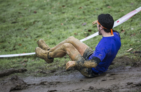 GIJON, SPAIN Jan 18 2015:  Participants in the " Farinato Race "  held in the spanish city of Gijon, on 18 January, 2015のeditorial素材