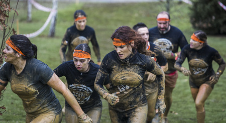 GIJON, SPAIN Jan 18 2015:  Participants in the " Farinato Race "  held in the spanish city of Gijon, on 18 January, 2015のeditorial素材