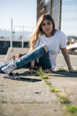 Portrait of a pretty teenage girlの写真素材