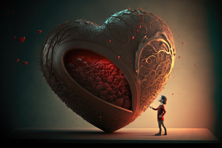 Giant heart. Valentine's Day concept. Generative AIの素材