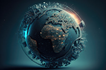 World global network concept. Generative AIの素材