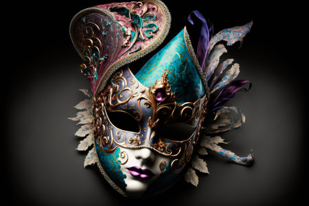Colorful Venetian Carnival Mask. Generative AIの素材