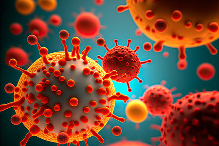Microscopic view of viruses. Generative AIの素材
