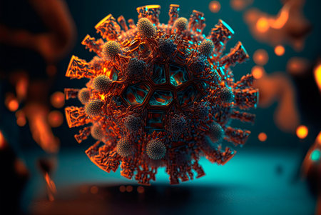 Microscopic view of viruses. Generative AIの素材