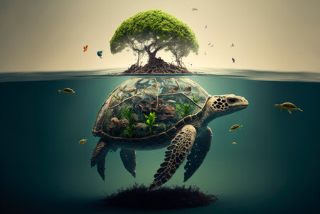 Environmental Awareness and Sustainability concept. Generative AIの素材