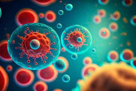 Microscopic view of viruses. Generative AIの素材