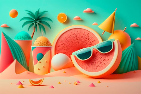 Summer holidays, concept. Generative AIの素材