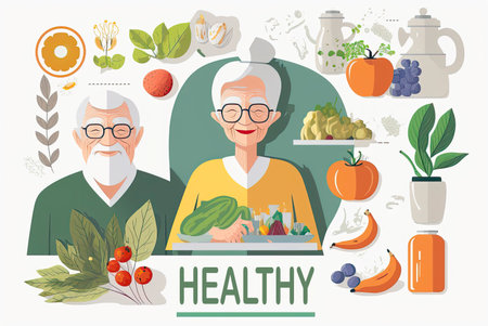 Healthy senior living, concept. Generative AIの素材