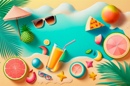 Summer holidays, concept. Generative AIの素材