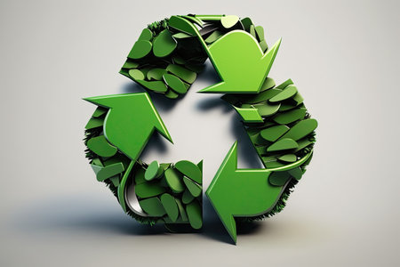 Recycling logo. 3D rendering. Generative AIの素材