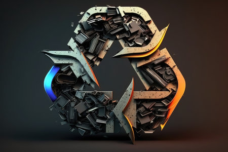 Recycling logo. 3D rendering. Generative AIの素材