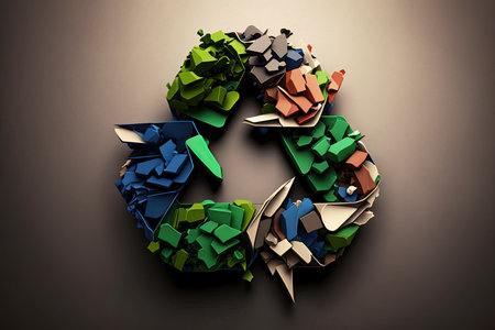 Recycling logo. 3D rendering. Generative AIの素材
