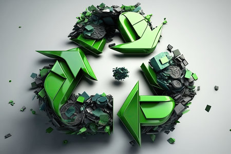 Recycling logo. 3D rendering. Generative AIの素材
