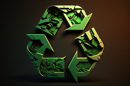 Recycling logo. 3D rendering. Generative AIの素材