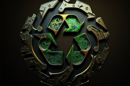 Recycling logo. 3D rendering. Generative AIの素材