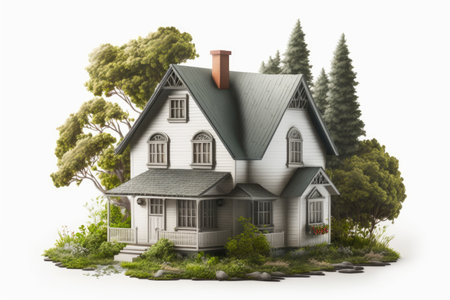 Classic family house isolated white. Generative AIの素材