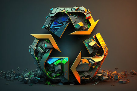 Recycling logo. 3D rendering. Generative AIの素材