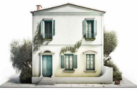 Classic family house isolated white. Generative AIの素材