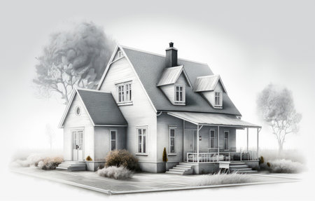 Classic family house isolated white. Generative AIの素材