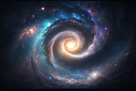 Colorful view of the universe, nebula and milky way. Generative AIの素材