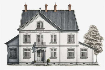 Classic family house isolated white. Generative AIの素材