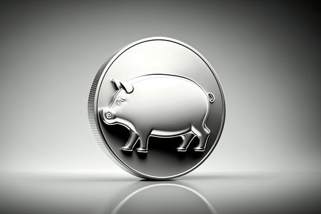 Coin with piggy icon inside. Generative AIの素材