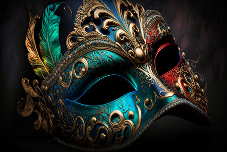 Colorful Venetian Carnival Mask. Generative AIの素材