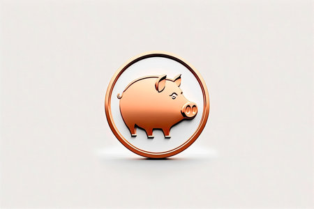 Coin with piggy icon inside. Generative AIの素材